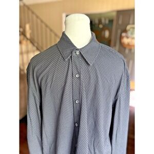 Buttercloth Men's XL Dress Shirt Button-Up‎ Long Sleeve Black Circle Icy Cotton